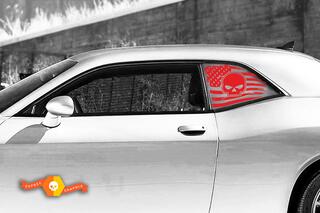 2 Dodge Challenger fenêtre US drapeau crâne vinyle pare-brise autocollant graphique autocollants
