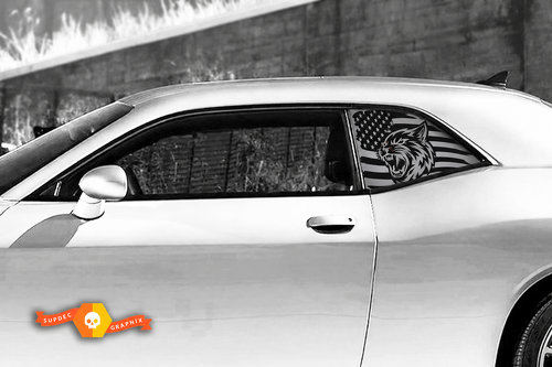 Red Eye Wildcat USA Flag Quarter Window Pair Vitre latérale Autocollant vinyle pour Dodge Challenger Hellcat