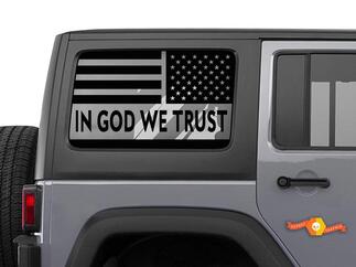 Jeep Hardtop - In God We Trust - Drapeau Pare-Brise Autocollant USA American Wrangler JKU Fenêtre Autocollants
