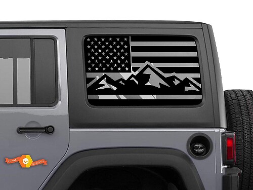Autocollant Drapeau USA Pour Pare-brise Pour Jeep Wrangler Rubicon Hardtop JKU JLU 2007-2019 ou Tacoma 4Runner Tundra Charger Challenger