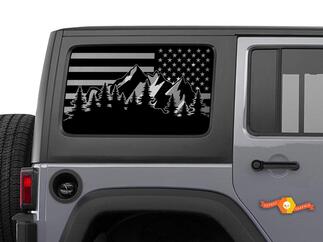 Jeep Wrangler USA drapeau montagne scène pare-brise décalcomanie JKU JLU 4Dr 2007-2019 Rubicon autocollants
