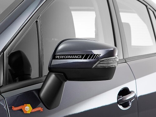 Lot de 2 autocollants noirs pour rétroviseur latéral Performance Stripe Sticker Vinyl Racing
