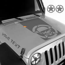 Set d'autocollants vinyle capot Tête de mort militaire et lettrage personnalisé pour Jeep Wrangler_2