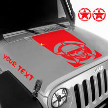 Set d'autocollants vinyle capot Tête de mort militaire et lettrage personnalisé pour Jeep Wrangler_3