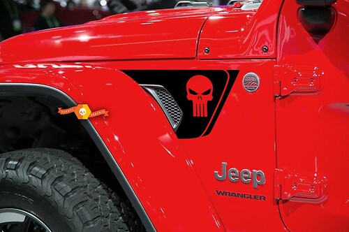 Autocollant Vinyle Décalque Calandre Crâne Punisher pour Jeep Wrangler