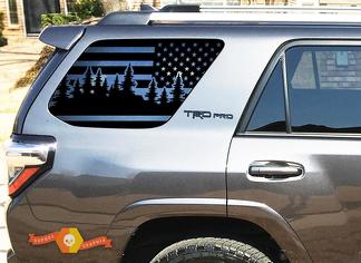 Autocollant de drapeau des États-Unis d'arbres forestiers pour les fenêtres Toyota 4Runner TRD PRO 2010-2019
