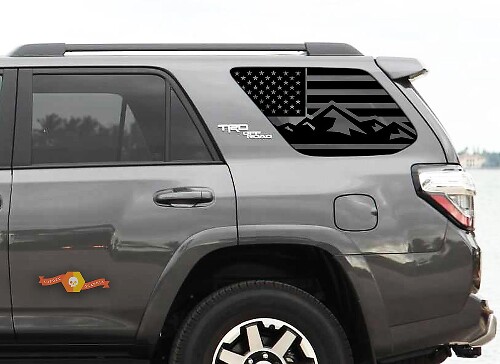 Autocollants en vinyle pour fenêtre latérale arrière avec drapeau USA montagne pour Toyota 4Runner 2010-19