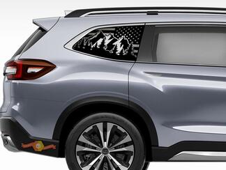 Subaru Ascent Outdoor USA Flag Decals 2019 Fenêtres latérales Scène de montagne
