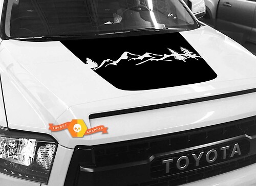 Autocollant vinyle de capot paysage forêt de montagne pour Toyota Tundra 2014-2018