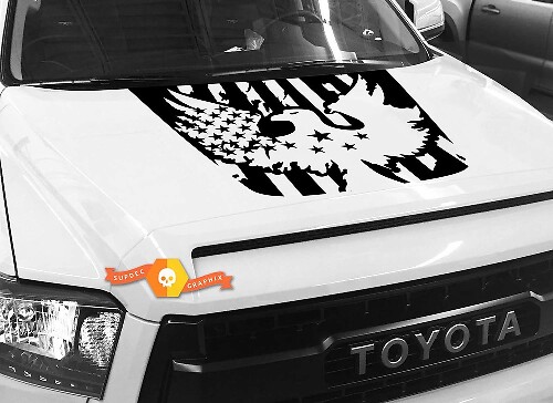 Autocollant en vinyle avec drapeau USA et aigle royal pour capot Toyota Tundra 2014-2018