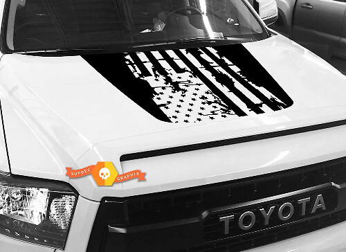 Autocollant en vinyle pour capot avec drapeau USA effet vieilli pour Toyota Tundra 2014-2018