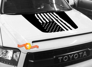 Autocollant graphique Hood USA Distressed Flag pour TOYOTA TUNDRA 2014 2015 2016 2017 2018 #3

