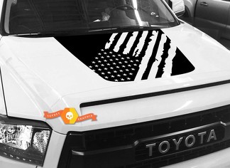 Autocollant graphique Hood USA Distressed Flag pour TOYOTA TUNDRA 2014 2015 2016 2017 2018 #4
