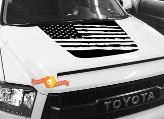 Autocollant graphique Hood USA Distressed Flag pour TOYOTA TUNDRA 2014 2015 2016 2017 2018 #5
