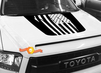 Autocollant graphique Hood USA Distressed Flag pour TOYOTA TUNDRA 2014 2015 2016 2017 2018 #7
