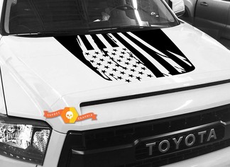 Autocollant graphique Hood USA Distressed Flag pour TOYOTA TUNDRA 2014 2015 2016 2017 2018 #9
