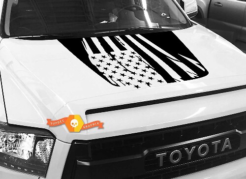 Autocollant en vinyle pour capot avec design drapeau américain usé pour Toyota Tundra 2014-2018