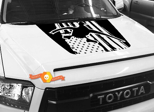 Autocollant en vinyle Capot Canard Drapeau USA Vieilli pour Toyota Tundra 2014-2018