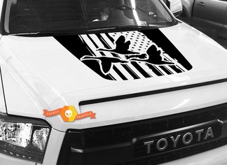 Capot USA drapeau en détresse canards graphiques décalcomanie pour TOYOTA TUNDRA 2014 2015 2016 2017 2018 #10
