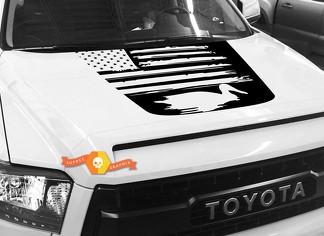 Capot USA drapeau en détresse canards graphiques décalcomanie pour TOYOTA TUNDRA 2014 2015 2016 2017 2018 #14
