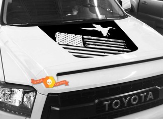 Capot USA drapeau en détresse canards décalcomanie graphique pour TOYOTA TUNDRA 2014 2015 2016 2017 2018 #15
