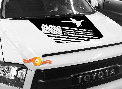 Autocollant vinyle de capot Duck Landing avec drapeau des États-Unis pour Toyota Tundra 2014-2018