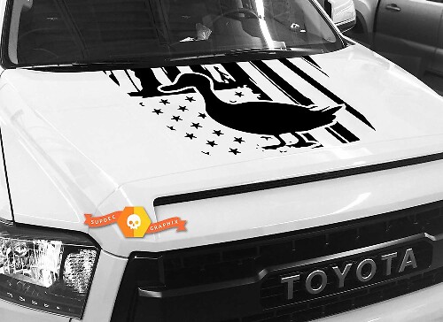 Autocollant en vinyle silhouette de canard calme avec drapeau des États-Unis pour capot Toyota Tundra 2014-2018