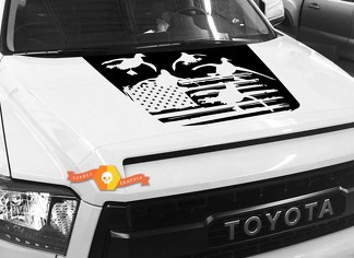 Capot USA drapeau en détresse canards graphiques décalcomanie pour TOYOTA TUNDRA 2014 2015 2016 2017 2018 #20
