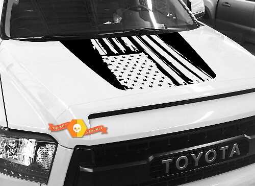 Autocollant vinyle de capot design drapeau USA détruit pour Toyota Tundra 2014-2018