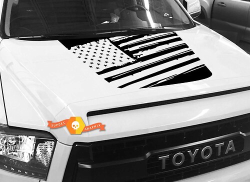 Autocollant graphique drapeau américain en détresse pour capot, pour TOYOTA TUNDRA 2014 2015 2016 2017 2018 #22
