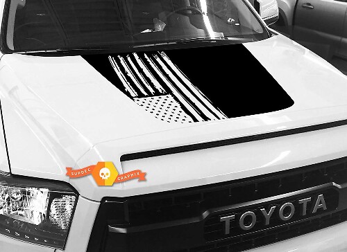 Autocollant en vinyle drapeau USA noir pour capot Toyota Tundra 2014-2018