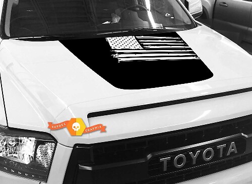 Autocollant en vinyle style blackout drapeau USA pour capot Toyota Tundra 2014-2018