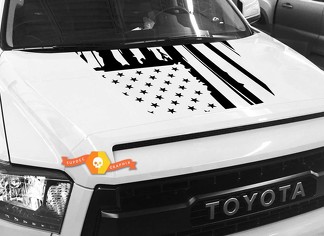 Autocollant graphique Hood USA Distressed Flag pour TOYOTA TUNDRA 2014 2015 2016 2017 2018 2020 #26
