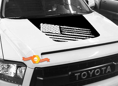 Autocollant en vinyle drapeau américain style blackout pour capot Toyota Tundra 2014-2018