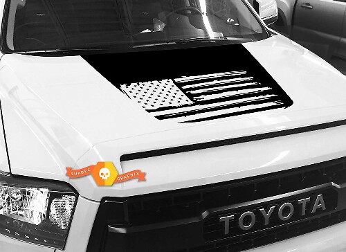 Autocollant vinyle capot style black-out drapeau américain pour Toyota Tundra 2014-2018