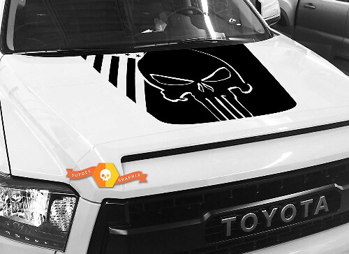 Autocollant en vinyle capot logo Punisher drapeau USA pour Toyota Tundra 2014-2018