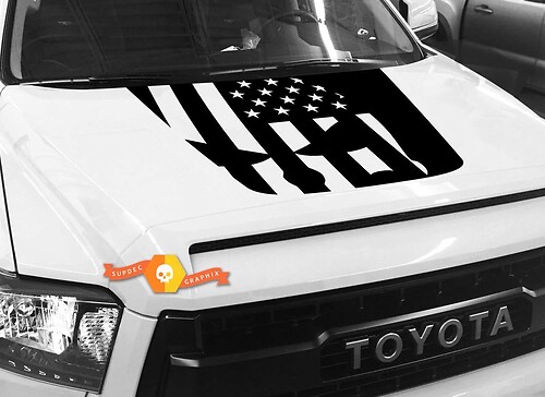 Autocollant graphique drapeau Punisher en détresse pour capot américain, pour TOYOTA TUNDRA 2014 2015 2016 2017 2018 #35
