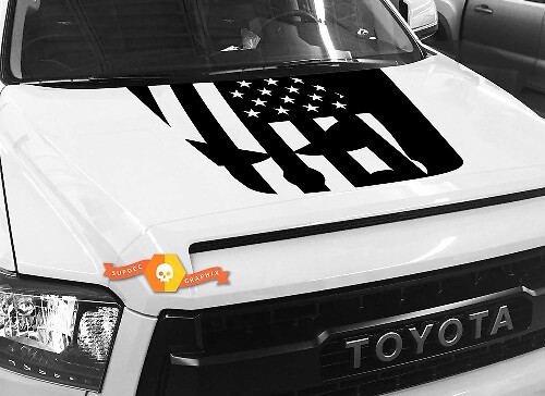 Autocollant en vinyle capot style Punisher drapeau USA pour Toyota Tundra 2014-2018