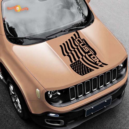 Autocollant en vinyle personnalisé Drapeau américain ondulant pour capot Jeep Renegade 2015-2019