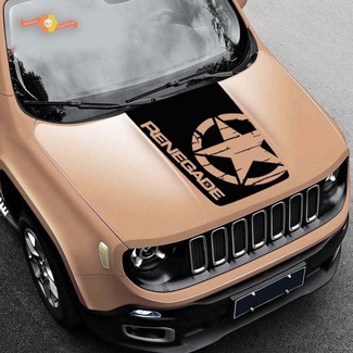 Autocollant de capot en vinyle Blackout Distressed Star 2015-2019 Jeep Renegade Military Army Graphic
