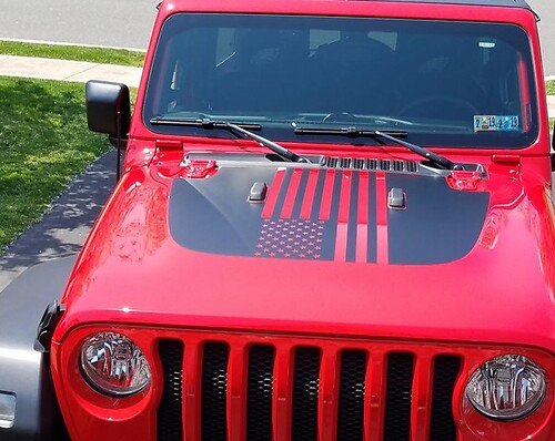 Autocollant en vinyle noir pour capot avec drapeau américain pour Jeep Wrangler 2018-2019
