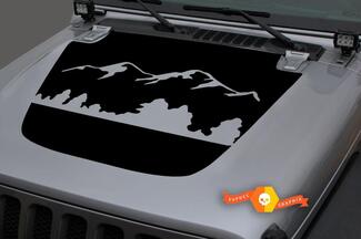 Hood Vinyl Forest Mountains Blackout Decal Sticker pour 18-19 Jeep Wrangler JL #2
