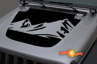 Hood Vinyl Mountains Blackout Decal Sticker pour 18-19 Jeep Wrangler JL #6
