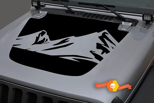 Autocollant en vinyle Blackout Mountains pour capot 2 pour Jeep Wrangler JL