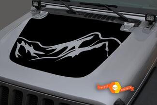 Hood Vinyl Mountains Blackout Decal Sticker pour 18-19 Jeep Wrangler JL #7
