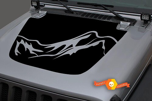 Hood Vinyl Mountains Blackout Decal Sticker pour 18-19 Jeep Wrangler JL #7
