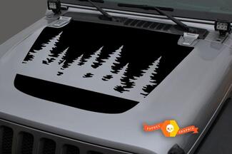 Autocollant de décalque d'occultation de forêt de vinyle de capot pour 18-19 Jeep Wrangler JL
