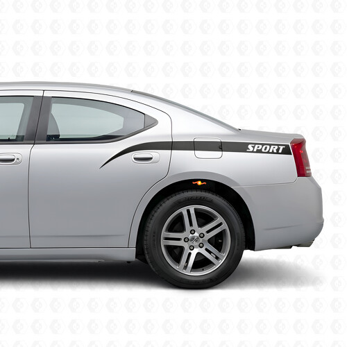 Autocollant vinyle à bandes incurvées sport pour bas de porte Dodge Charger 2006-2010