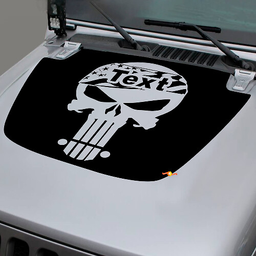 Autocollant vinyle personnalisé Capot Drapeau USA Punisher pour Jeep Wrangler JL