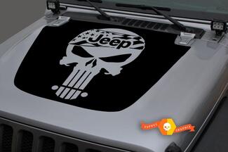Jeep Hood Vinyl Punisher USA Drapeau Blackout Sticker Autocollant pour 18-19 Jeep Wrangler JL
